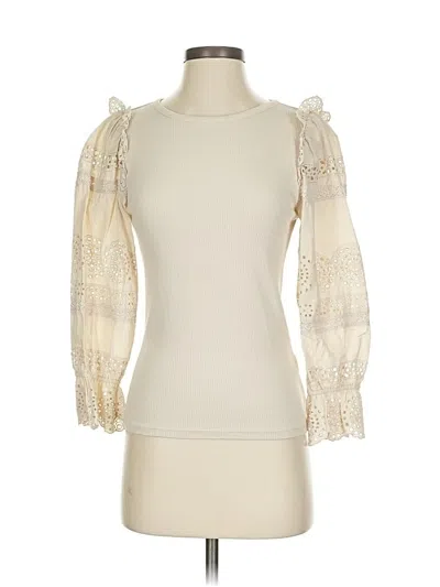 Pre-owned Jcrew Long Sleeve Top Ivory Ruffles Neckline Tops In White