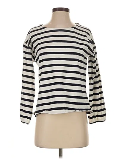 Pre-owned Jcrew Long Sleeve Top Ivory Stripes Pattern Boatneck Tops