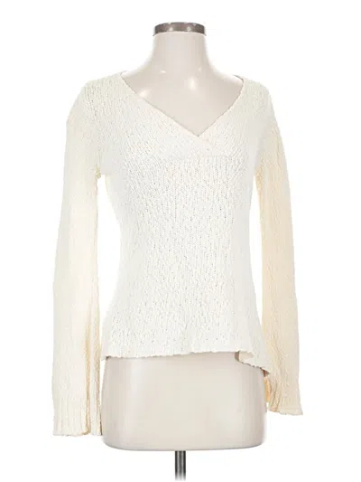 Pre-owned Jcrew Long Sleeve Top Ivory V Neck Tops In White