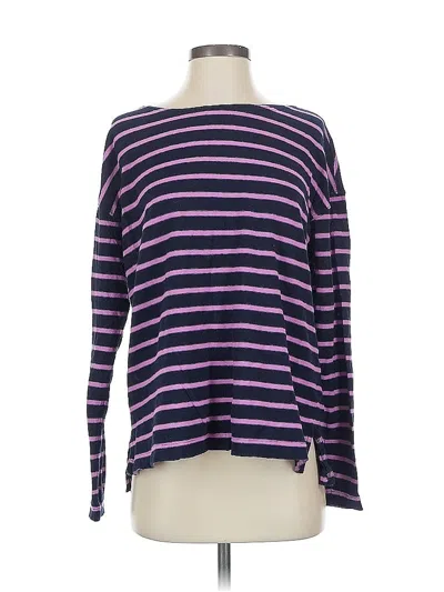 Pre-owned Jcrew Long Sleeve Top Purple Stripes Pattern Boatneck Tops