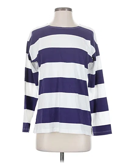 Pre-owned Jcrew Long Sleeve Top Purple Stripes Pattern Boatneck Tops