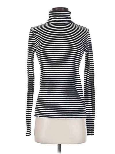 Pre-owned Jcrew Long Sleeve Top Silver Stripes Pattern Turtleneck Tops