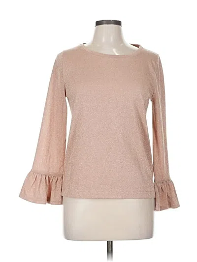 Pre-owned Jcrew Long Sleeve Top Tan Boatneck Tops In Brown