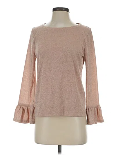 Pre-owned Jcrew Long Sleeve Top Tan Boatneck Tops In Brown