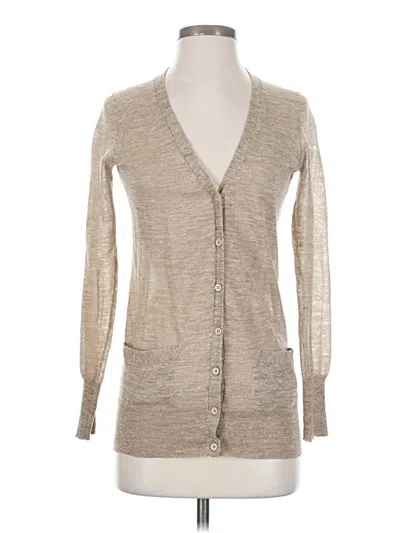 Pre-owned Jcrew Long Sleeve Top Tan Plunge Neckline Tops In Brown