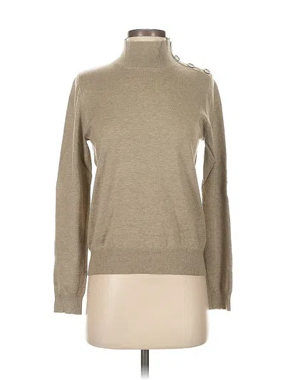 Pre-owned Jcrew Long Sleeve Top Tan Turtleneck Tops In Brown