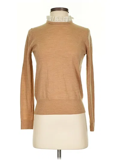 Pre-owned Jcrew Long Sleeve Top Tan Turtleneck Tops In Brown