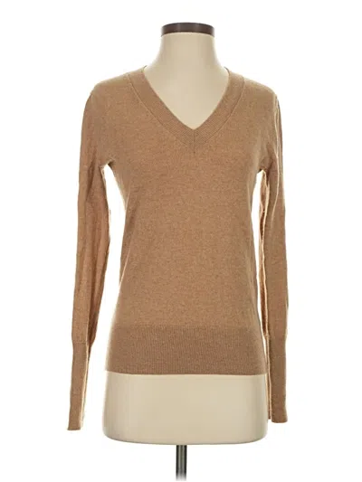 Pre-owned Jcrew Long Sleeve Top Tan V-neck Tops In Brown