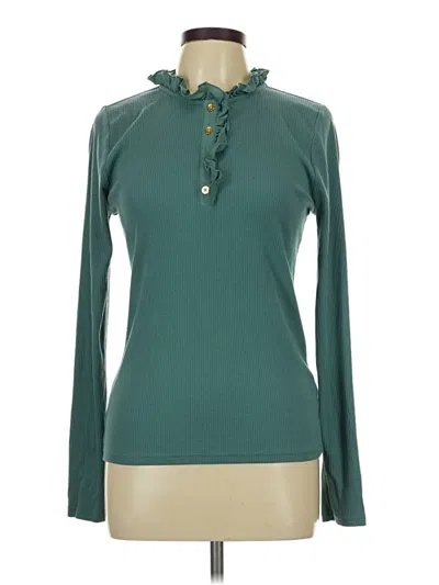 Pre-owned Jcrew Long Sleeve Top Teal Turtleneck Tops In Blue
