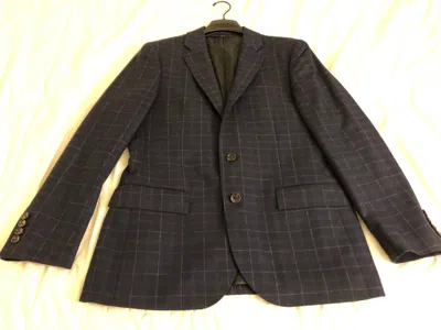 Pre-owned Jcrew J.crew Ludlow Jacket In Italian Stretch Windowpane Wool, Roger Navy Check, 38s In Multicolor