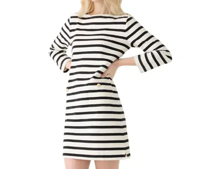 Jcrew Mariner Cloth Shirtdress With Gold Buttons In Black/white