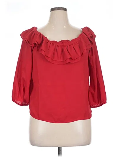 Pre-owned J.crew Mercantile 3/4 Sleeve Blouse In Red