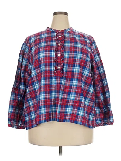 Pre-owned J.crew Mercantile 3/4 Sleeve Button Down Shirt In Red