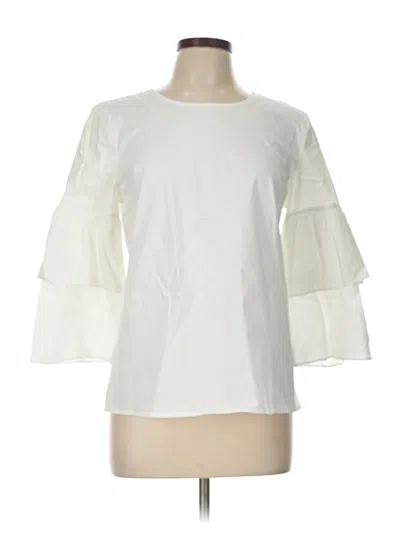 Pre-owned J.crew Mercantile 3/4 Sleeve Top White Ruffles Neckline Tops