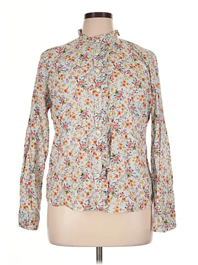 Pre-owned J.crew Mercantile Long Sleeve Blouse In Ivory