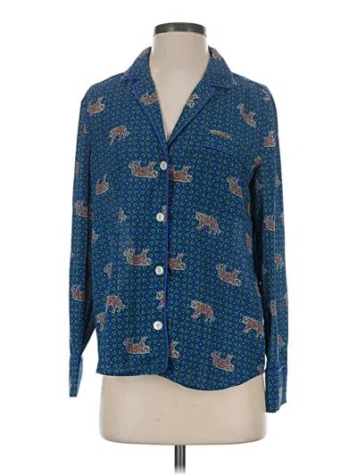 Pre-owned J.crew Mercantile Long Sleeve Blouse In Teal