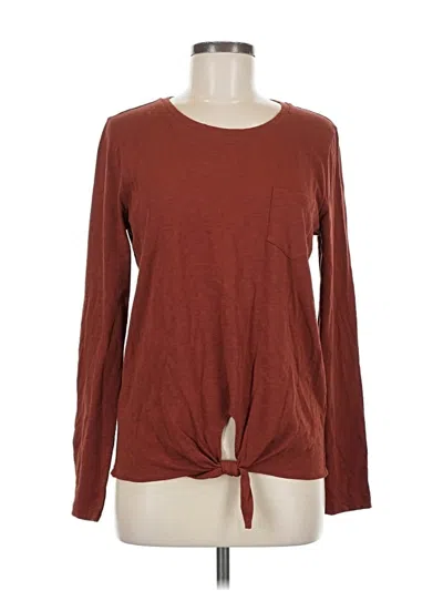 Pre-owned J.crew Mercantile Long Sleeve Top Brown Crew Neck Tops