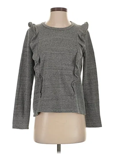 Pre-owned J.crew Mercantile Long Sleeve Top Gray Ruffles Neckline Tops