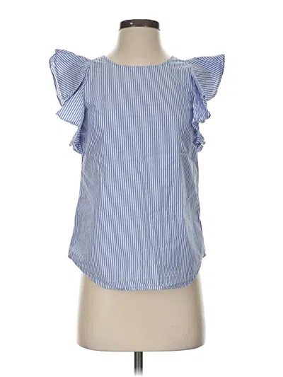 Pre-owned J.crew Mercantile Short Sleeve Top Blue Ruffles Neckline Tops
