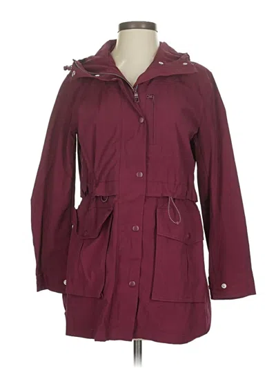 Pre-owned Jcrew Raincoat In Burgundy