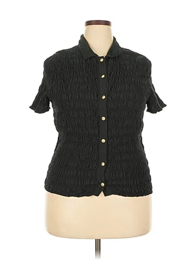Pre-owned Jcrew Short Sleeve Blouse In Black
