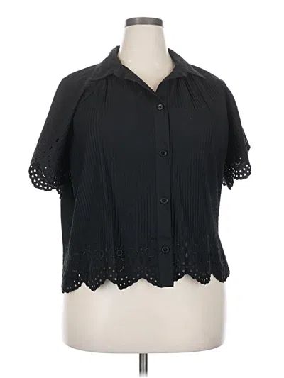Pre-owned Jcrew Short Sleeve Blouse In Black