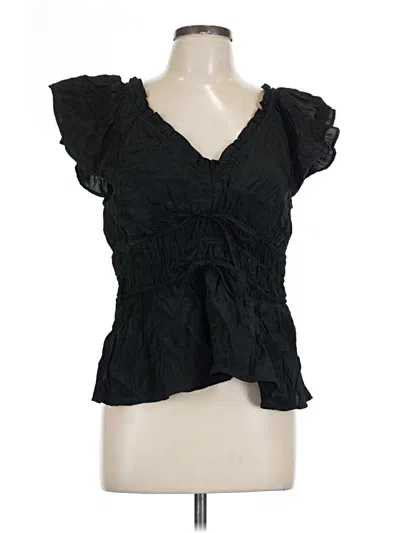 Pre-owned Jcrew Short Sleeve Blouse In Black