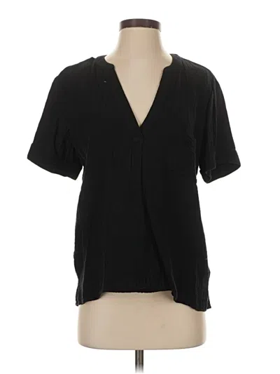 Pre-owned Jcrew Short Sleeve Blouse In Black