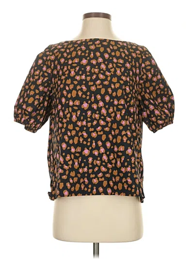 Pre-owned Jcrew Short Sleeve Blouse In Black