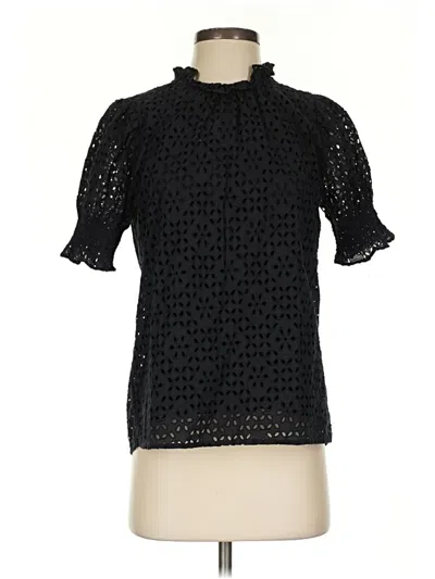 Pre-owned Jcrew Short Sleeve Blouse In Black