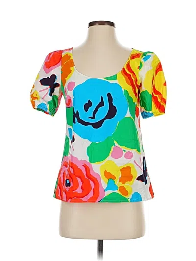 Pre-owned Jcrew Short Sleeve Blouse In Blue