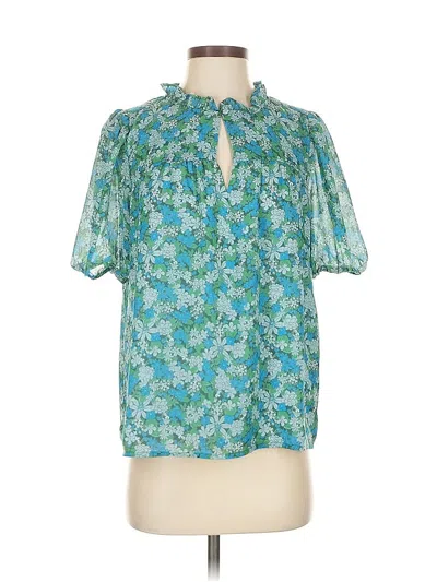 Pre-owned Jcrew Short Sleeve Blouse In Blue