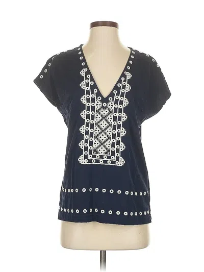 Pre-owned Jcrew Short Sleeve Blouse In Blue