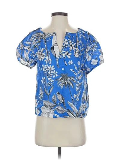 Pre-owned Jcrew Short Sleeve Blouse In Blue