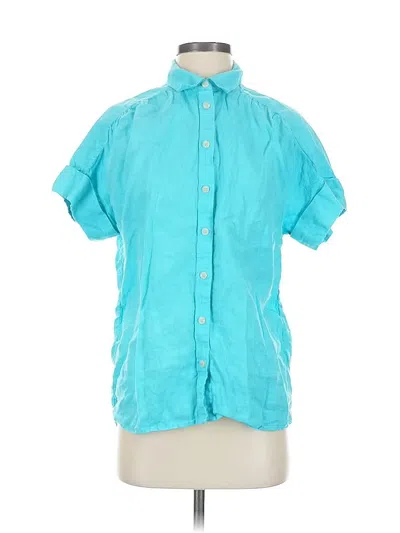 Pre-owned Jcrew Short Sleeve Blouse In Blue