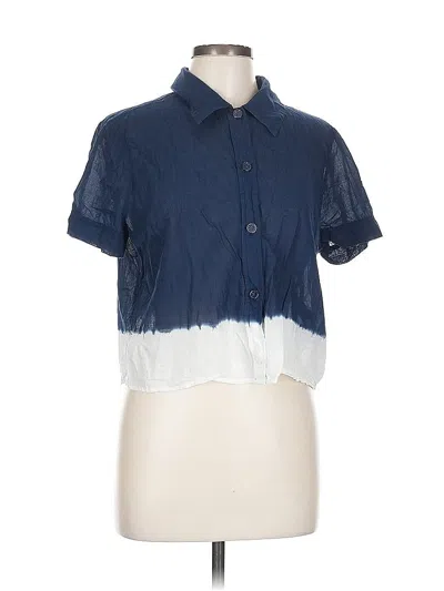 Pre-owned Jcrew Short Sleeve Blouse In Blue