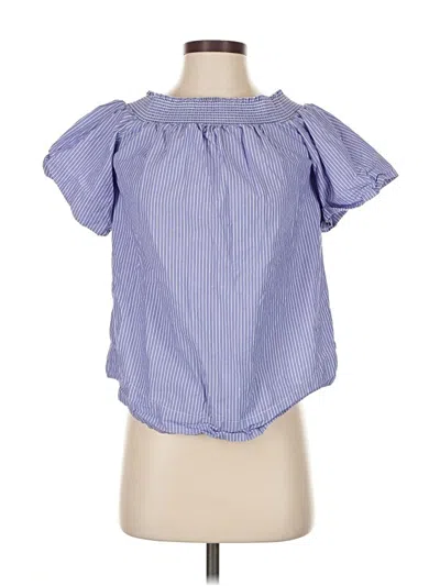 Pre-owned Jcrew Short Sleeve Blouse In Blue