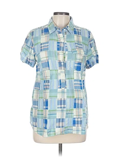 Pre-owned Jcrew Short Sleeve Blouse In Blue