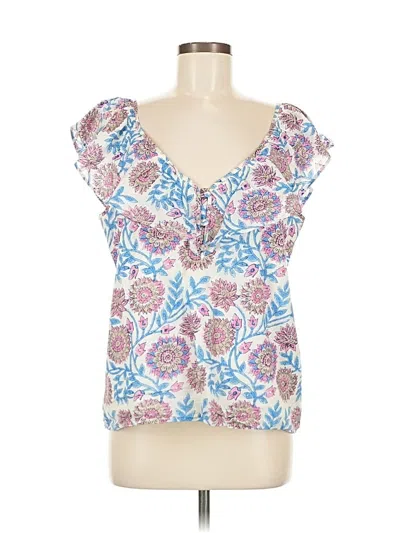 Pre-owned Jcrew Short Sleeve Blouse In Blue