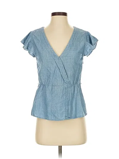 Pre-owned Jcrew Short Sleeve Blouse In Blue