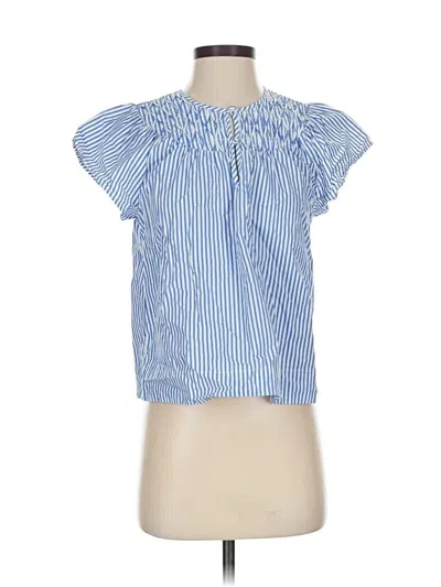 Pre-owned Jcrew Short Sleeve Blouse In Blue
