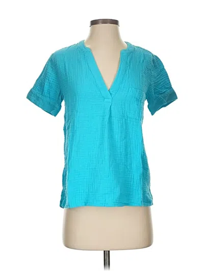 Pre-owned Jcrew Short Sleeve Blouse In Blue