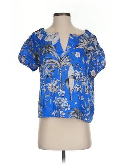 Pre-owned Jcrew Short Sleeve Blouse In Blue