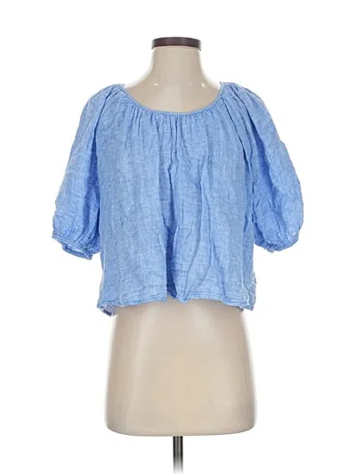 Pre-owned Jcrew Short Sleeve Blouse In Blue