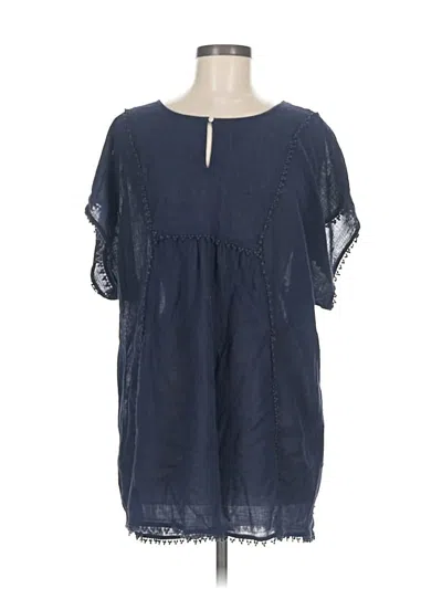 Pre-owned Jcrew Short Sleeve Blouse In Blue