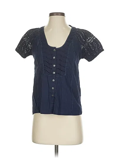 Pre-owned Jcrew Short Sleeve Blouse In Blue