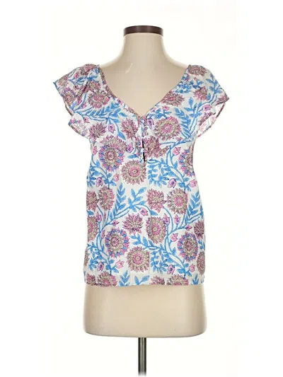 Pre-owned Jcrew Short Sleeve Blouse In Blue