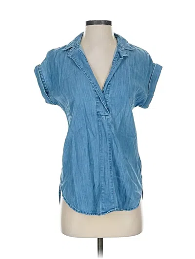 Pre-owned Jcrew Short Sleeve Blouse In Blue