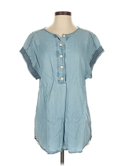 Pre-owned Jcrew Short Sleeve Blouse In Blue