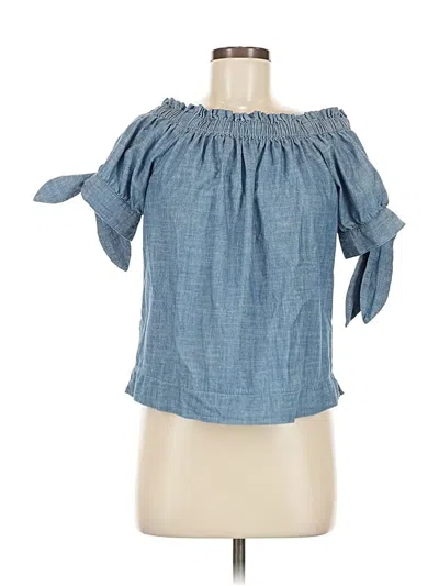 Pre-owned Jcrew Short Sleeve Blouse In Blue